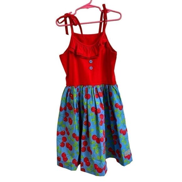 Eleanor Rose NEW Judy Dress Red Blue Cherry Print Cherries Size 7-8 - Picture 1 of 4